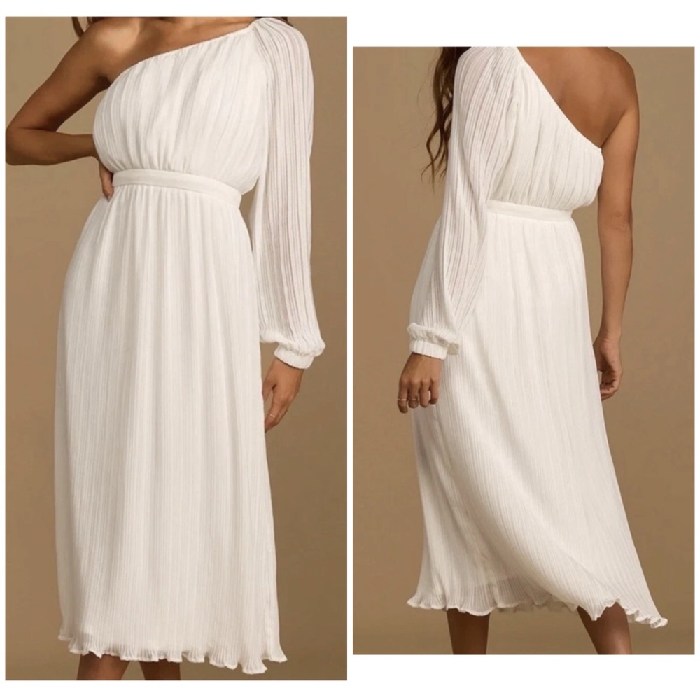Lulus White One Shoulder Pleated M Midi Dress Long Sleeve Grecian Goddess
Style - Picture 2 of 12